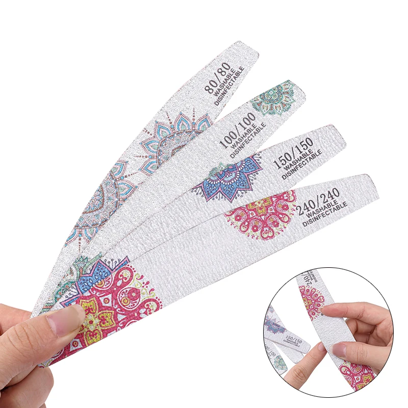 

80/100/240 Professional Nail File Sandpaper Strong Thick Nail Files Buffer For Manicure Sanding Half Moon Lime Nail Tools 1PC