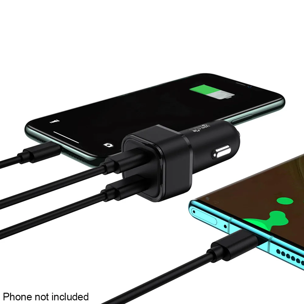 

Adapter Dual Type C Portable Fast Charging Mobile Phone Accessories With Indicator Light 40W Auto Black PD Universal Car Charger