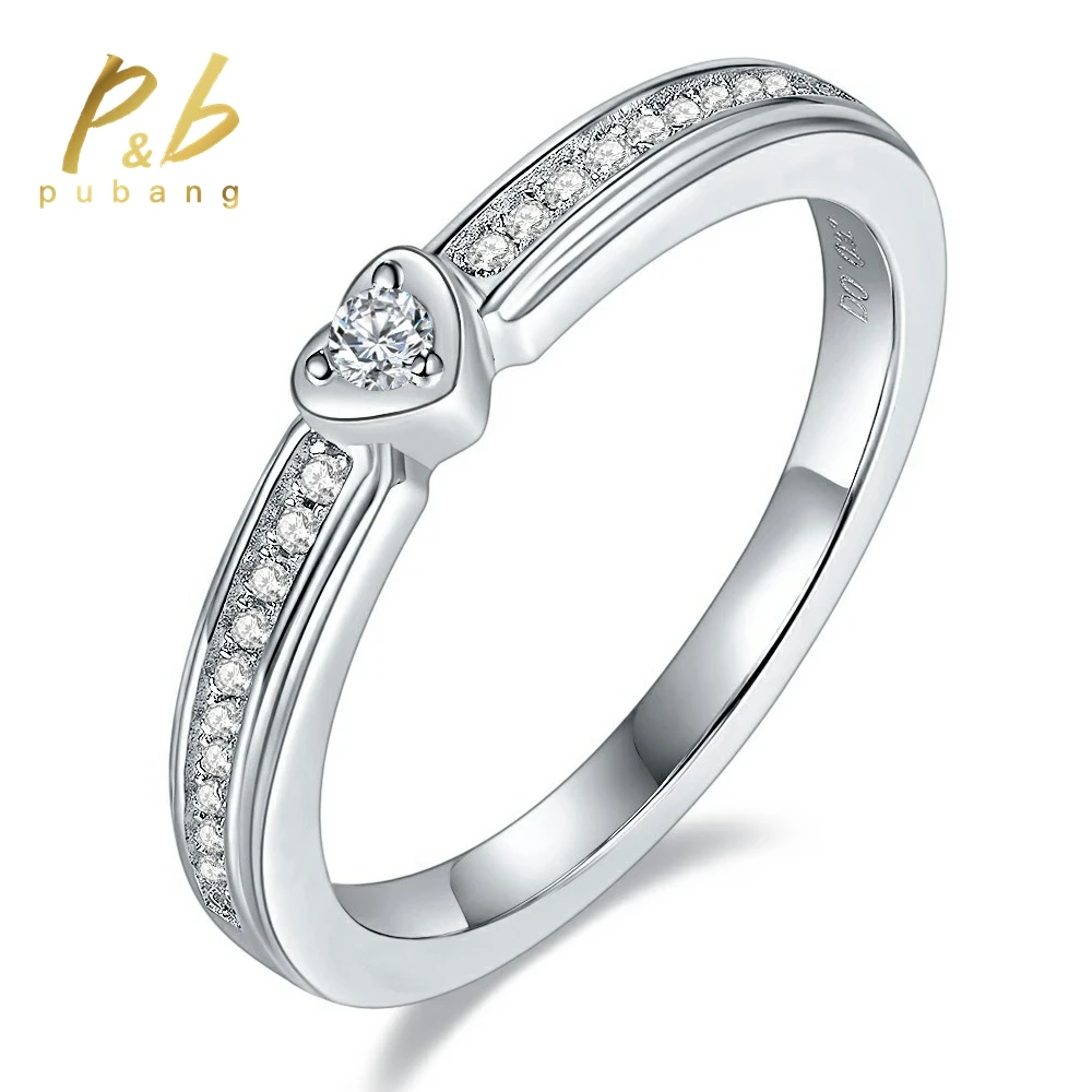 

PuBang Fine Jewelry Sparkling 925 Sterling Silver GRA Moissanite Diamond Wedding Band Couple Rings for Women Men Engagement Gift