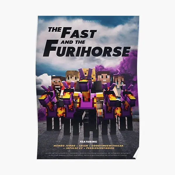 Плакат Hermitcraft с изображением лошади быстрого и фуратора, Настенная картина с рисунком, забавная винтажная картина, украшение для дома, без рамки