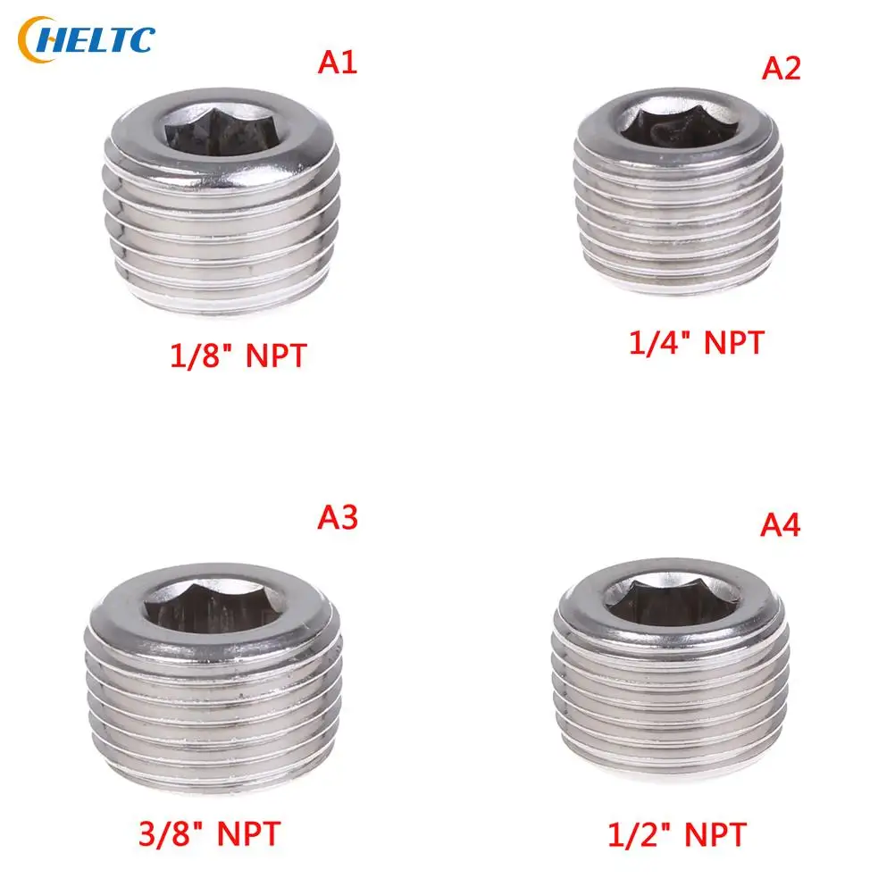 

Silver 1/8" 1/4" 3/8" 1/2" NPT Male SS304 Stainless Steel Countersunk End Plug Internal Hex Head Socket Pipe Fitting