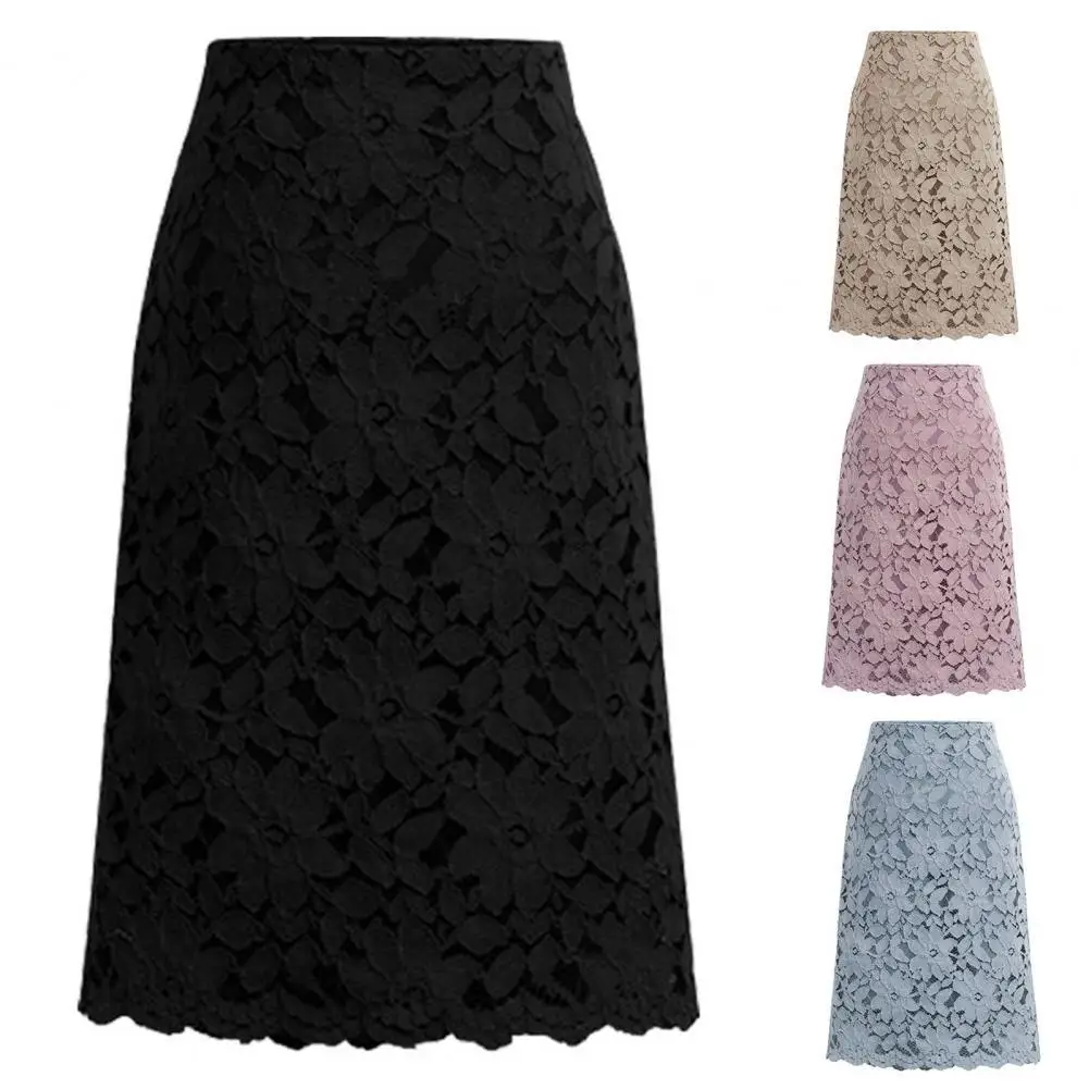 

Casual Elegant Skirt High Waist Temperament Warm Hollow Out Lace Bodycon Skirt