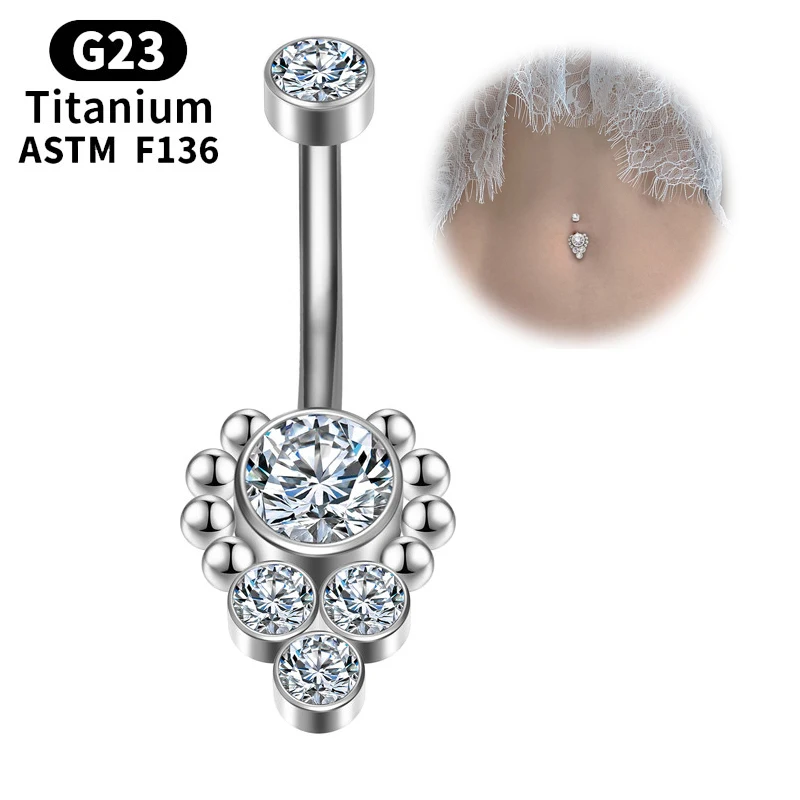 

G23 Titanium Crystal Belly Piercing Hinge segment Cartilage spiral clicker Steel Rhinestone Sexy Belly Navel diaphragm Jewelry