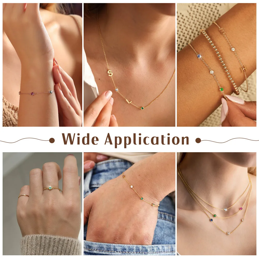 24Pcs 14K Gold Plated Cubic Zirconia Diamond Charms Connector Crystal Pendants Link for DIY Bracelet Necklace Jewelry Making