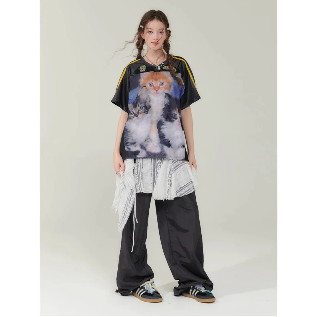 Футболка женская с V-образным вырезом свободная Спортивная быстросохнущая