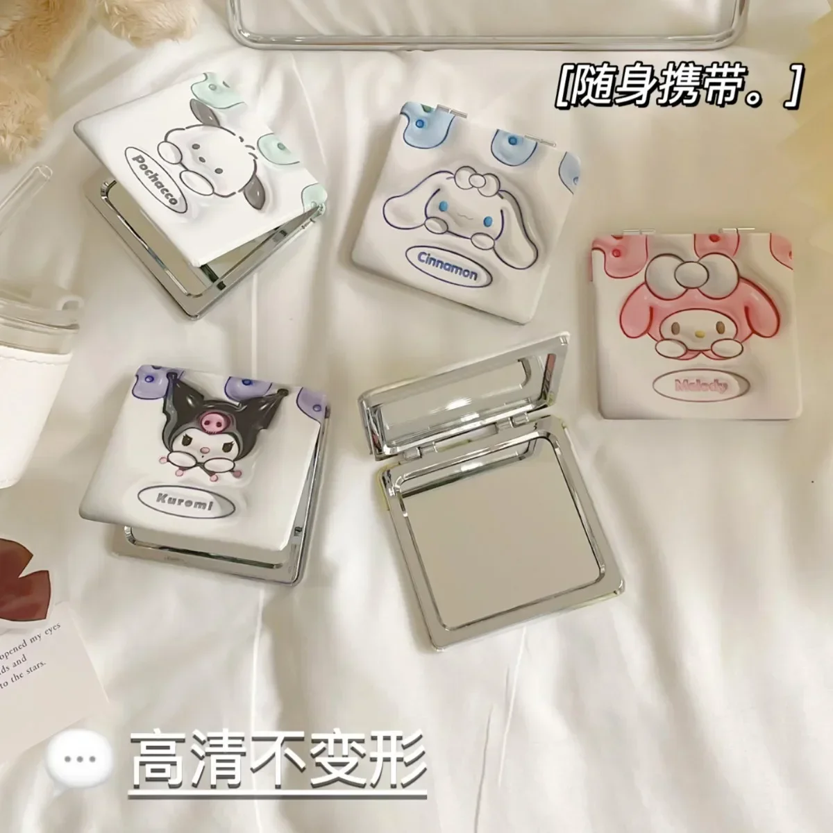 Sanrio New Kuromi портативное маленькое зеркало Kawaii для макияжа студенческое