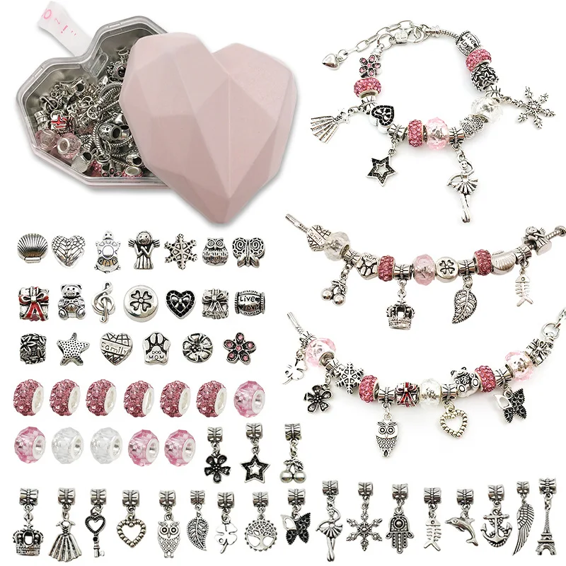

DIY Bracelet Kit Children Charms Necklace Set Creative Handmade Gift for Girls Women Valentines Day Jewelry Making Accessories