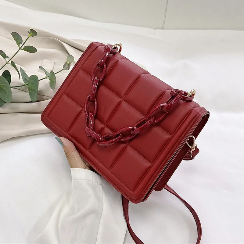 

Embossed Flap Crossbody Bag for Women Fashion Mini Candy Color Acrylic Chain Handbags and Purses Ladies Shoulder Bag Satchels