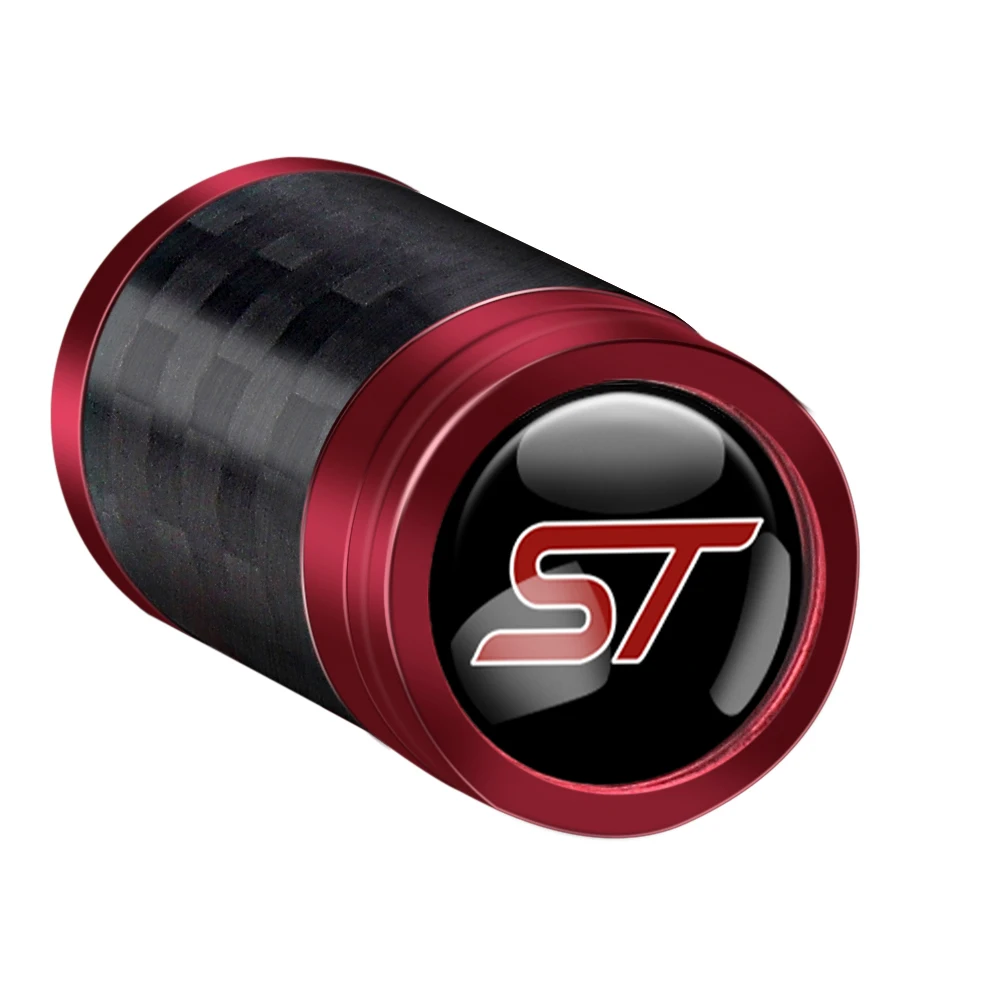 4PCS Carbon Fiber Metal Car ST Badge Wheel Tires Valve Caps Accessories for Ford S Max Kuga Fusion Ranger Focus Fiesta Mondeo - купить по