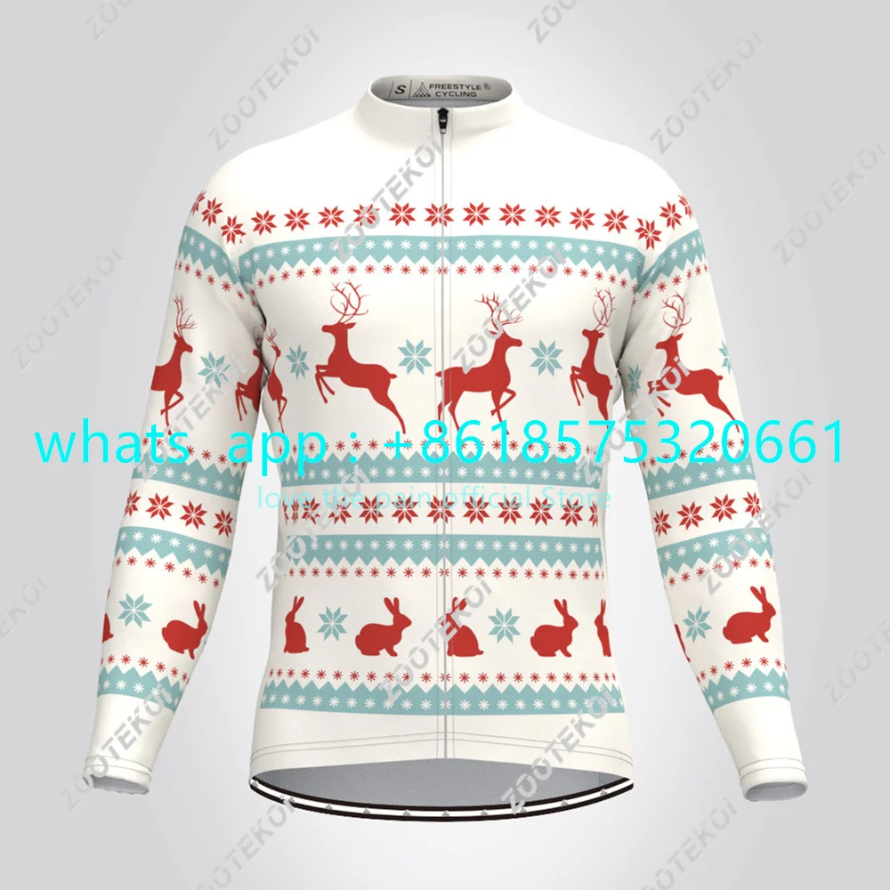 

Winter Men Cartoon Funny Christmas Cycling Fleece Jacket Thermal Coat Bike Mtb Sweatshirt Santa Surprise Gift Clothes New Year