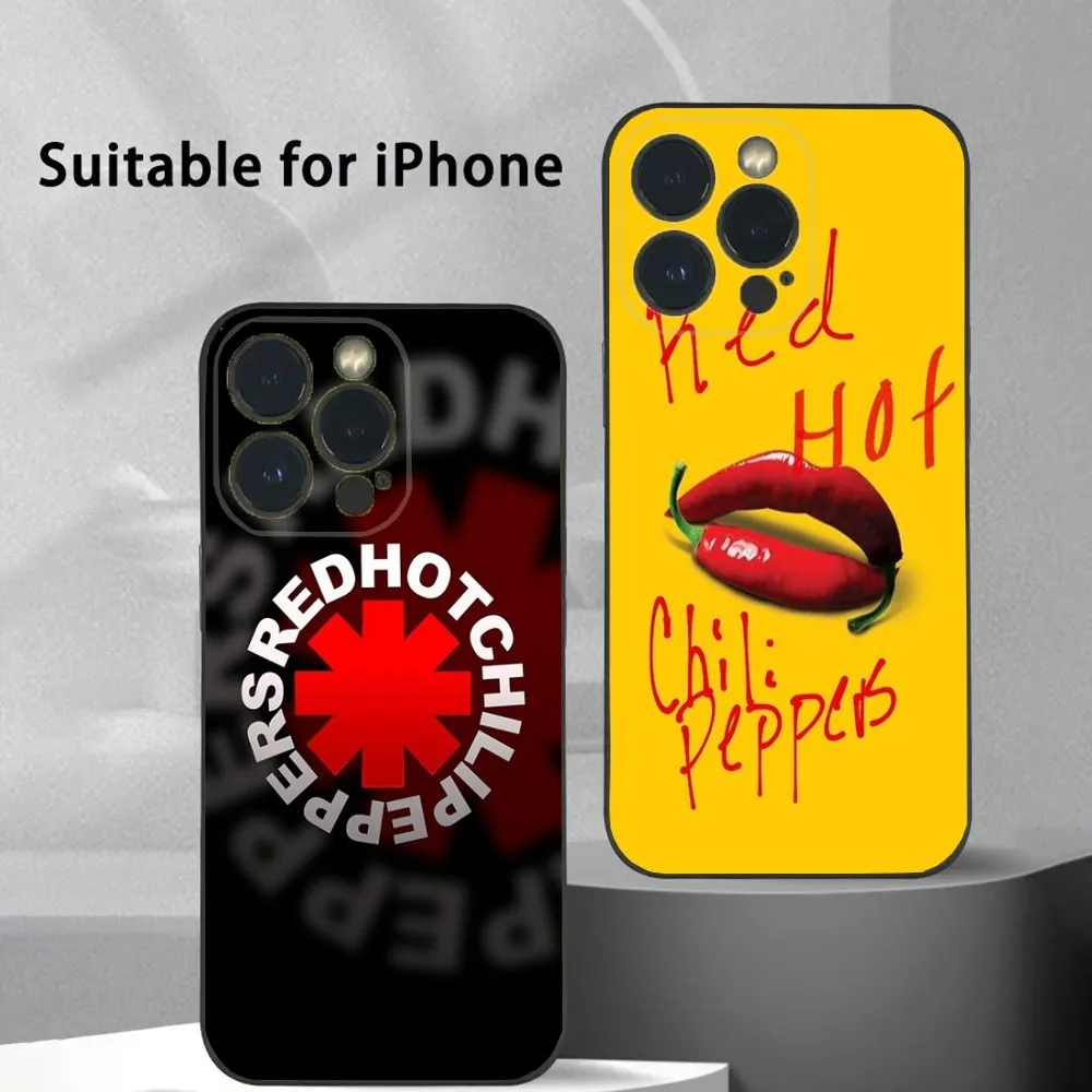 Red Hot C-Chili P-Peppers Phone Case For iPhone 16 15 14 13 12 11 Plus Pro Max XS X XR SE Mini 8 7 Soft Silicone Black Cover