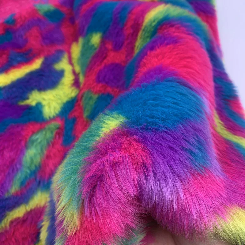 

4 цвета жаккардовая имитация кроличьего меха плюшевая ткань длинная мягкая Радужная ткань из искусственного меха для фотообуви шарф 1x м