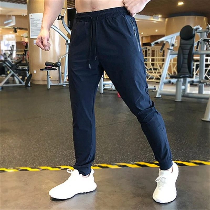 Men's Quick Dry Outdoor Training Sweatpants Bodybuilding Fitness Letter Print Drawstring Casual Trousers Male Running Sportpants