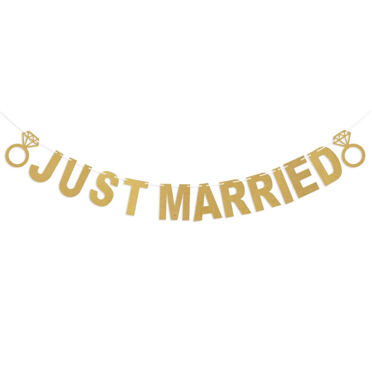 

3 Meters JUST MARRIED Letter And Ring Design Glitter Paper Banners Bunting Garlands Photo Booth Props Wedding Signs For Wedding