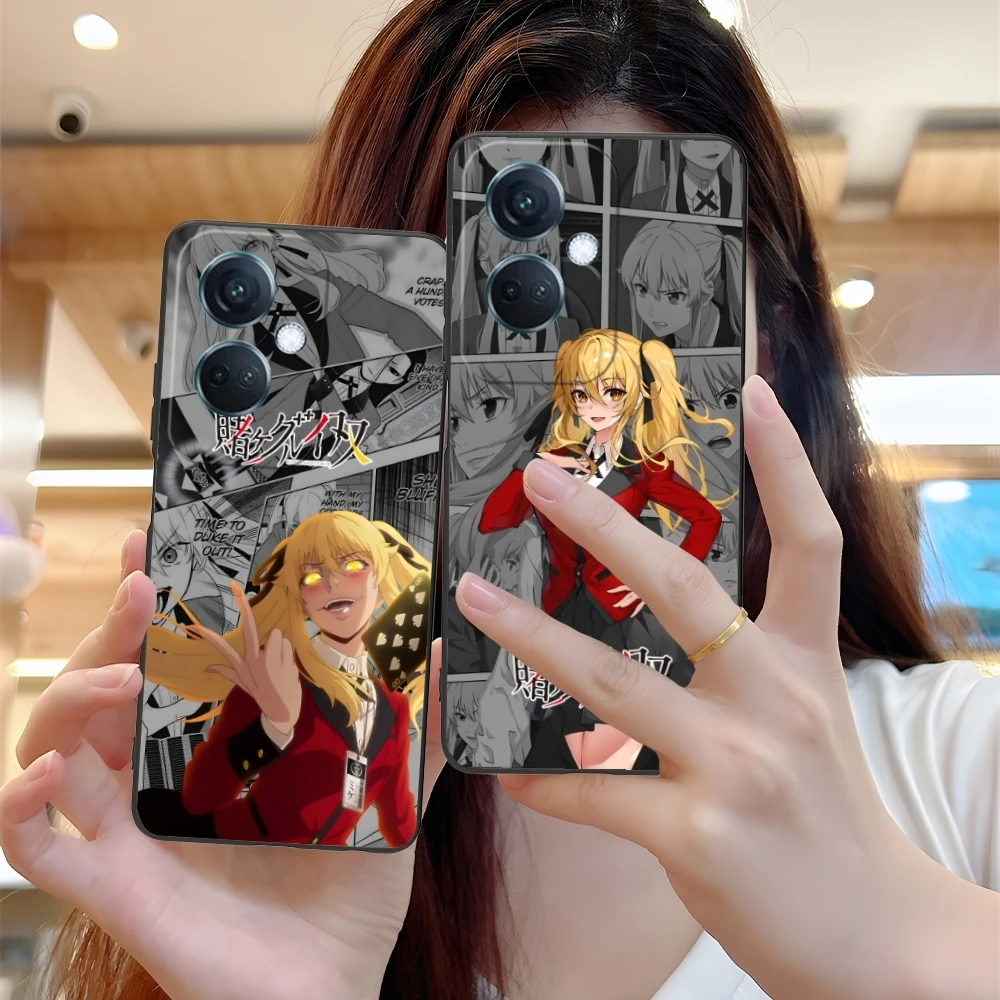 Kakegurui Mary Anime Mobile Cell Phone Case for OPPO Find X5 X3 X2 A93 Reno 8 7 Pro A74 A72 A53 Black Soft Cover Shell