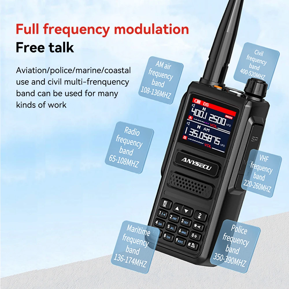 ANYSECU AC-880 10 Вт любительская двухсторонняя радиостанция 256CH воздушный диапазон
