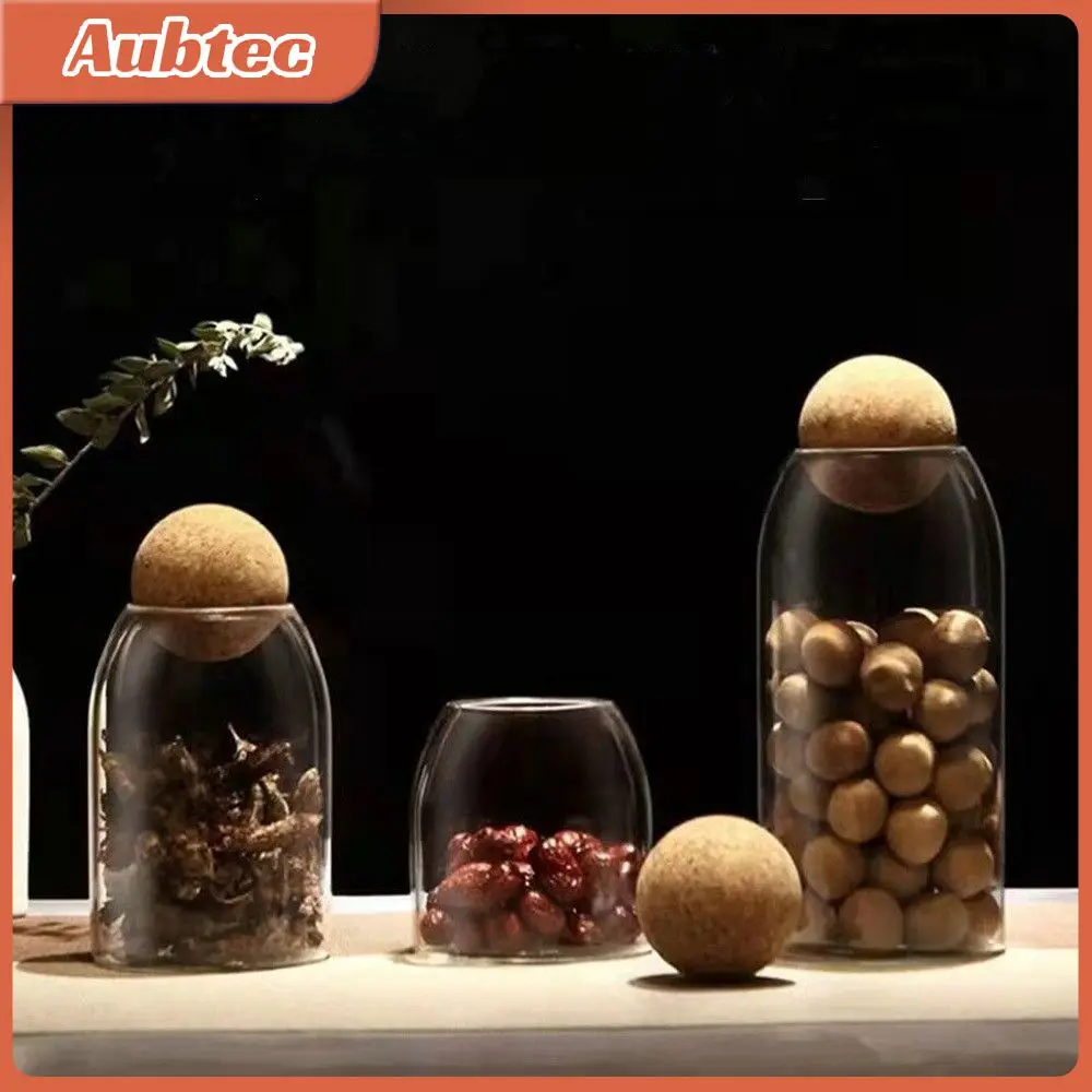 

Sealed Jar Storage Tanks For Tea Coffee Cereals Candy Bean Nut Can With Ball Cork Lid Food Bottle Container Pepper Shaker Glass