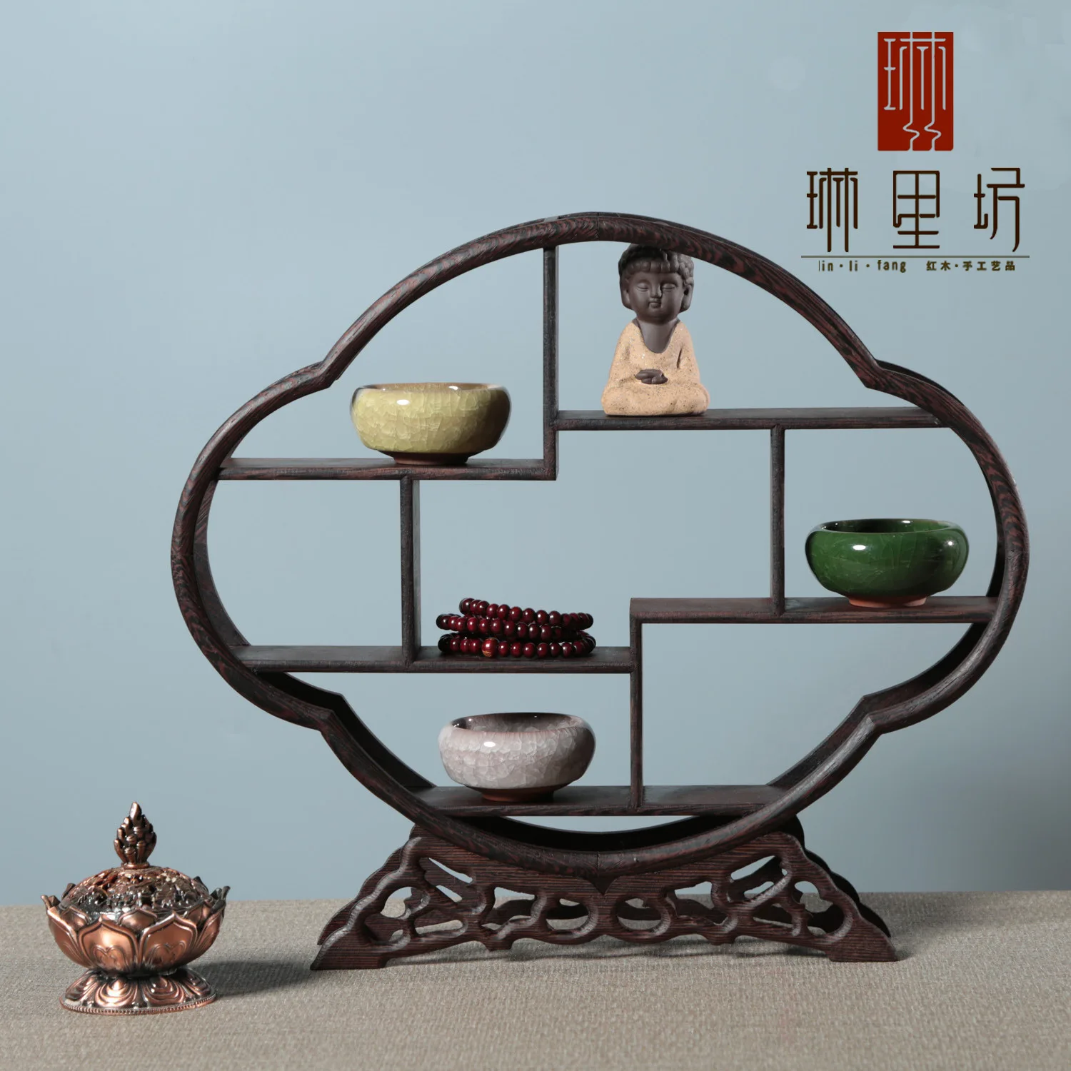 

Frame Wenge Solid Delicate Home Antique Decor Style Display Purple Wooden Wood Pets Clay Pot Ornaments Chinese Tea Shelf Storage