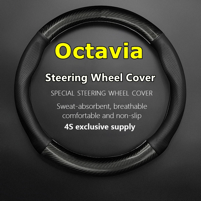 

Fiber Leather For Skoda Octavia Steering Wheel Cover Genuine Leather Carbon Fit 1.6 1.4TSI TSI280 TSI230 DSG 2015 2016 2017 2018