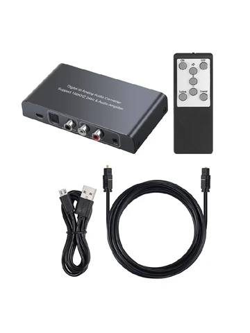 Аудиоконвертер с ИК-пультом дистанционного управления ЦАП Цифровой коаксиальный Toslink в аналоговый стерео RCA 3,5 мм Аудиоадаптер 192 кГц 24 бит