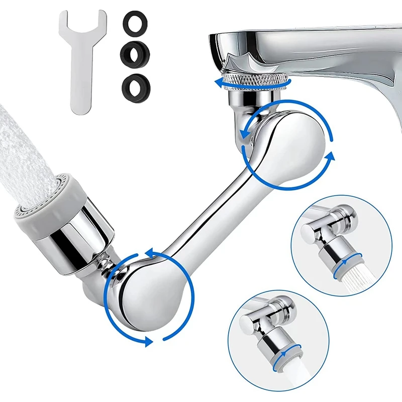 

Universal 1080° Robotic Arm Faucet Aerator Sink Faucet With 2 Water Outlet Modes