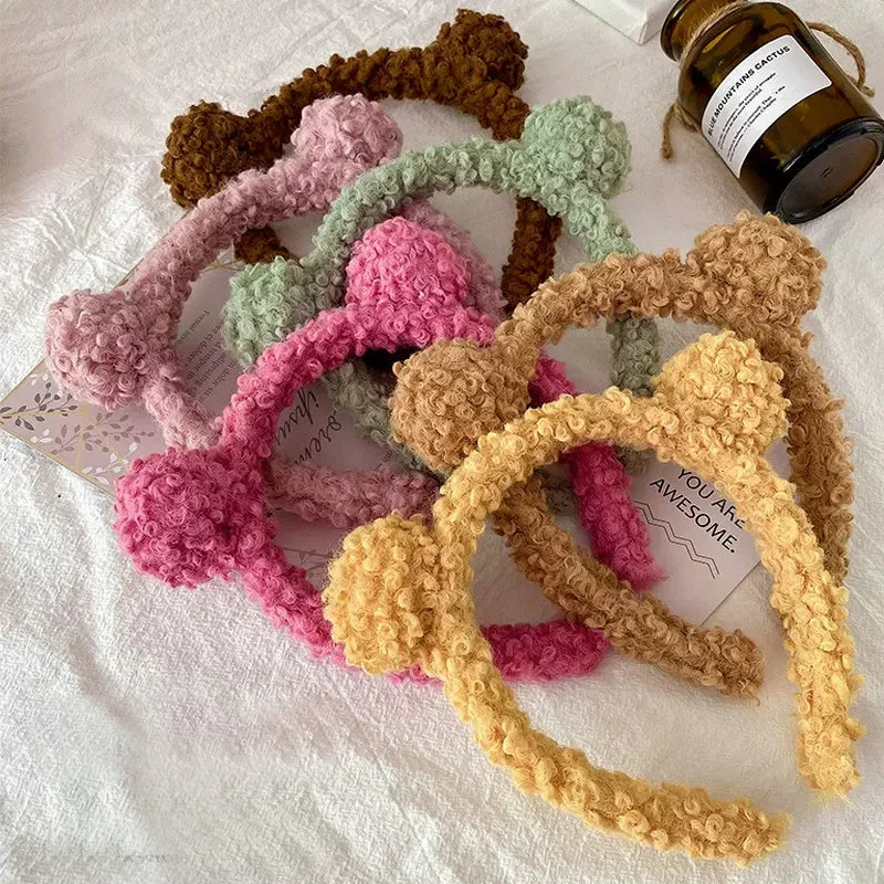 

New Gils Cute Plush Bear Rabbit Ears Headband Autumn Winter Head Hoop Cartoon Girls Kid Hairband Headdress Hair Accessorie