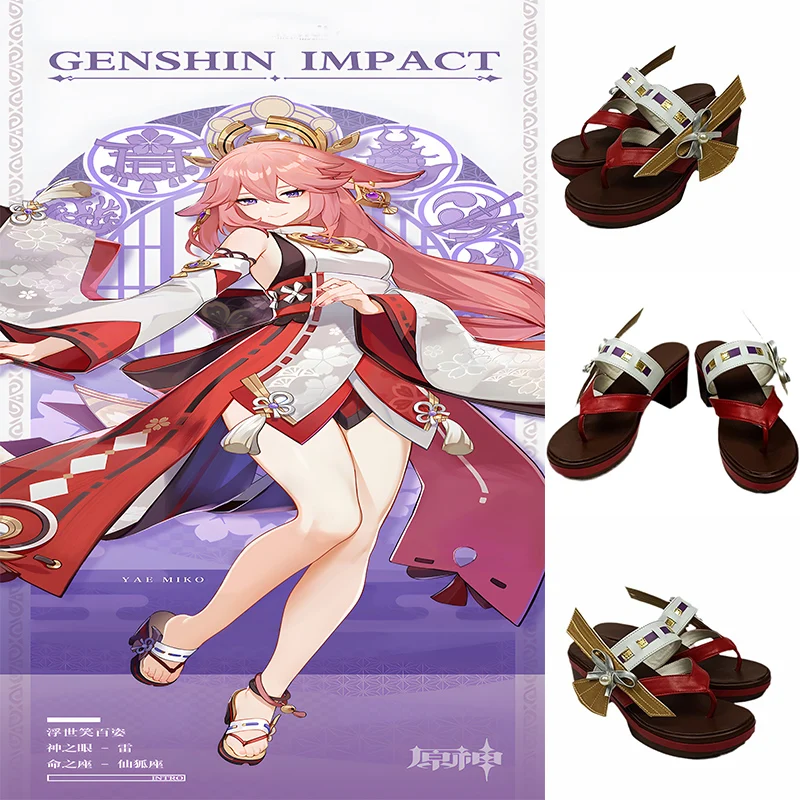 

Genshin Impact Yae Miko Cosplay Shoes Popular Game Anime Character Yae Miko Cos Show Halloween Women's High Heels Cosplay Shoes