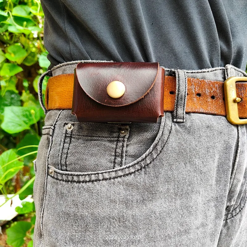 

Portable Rivet structure Contact lenses Leather Sheath Waist Bag Belt Pack with Protective Case Box MT