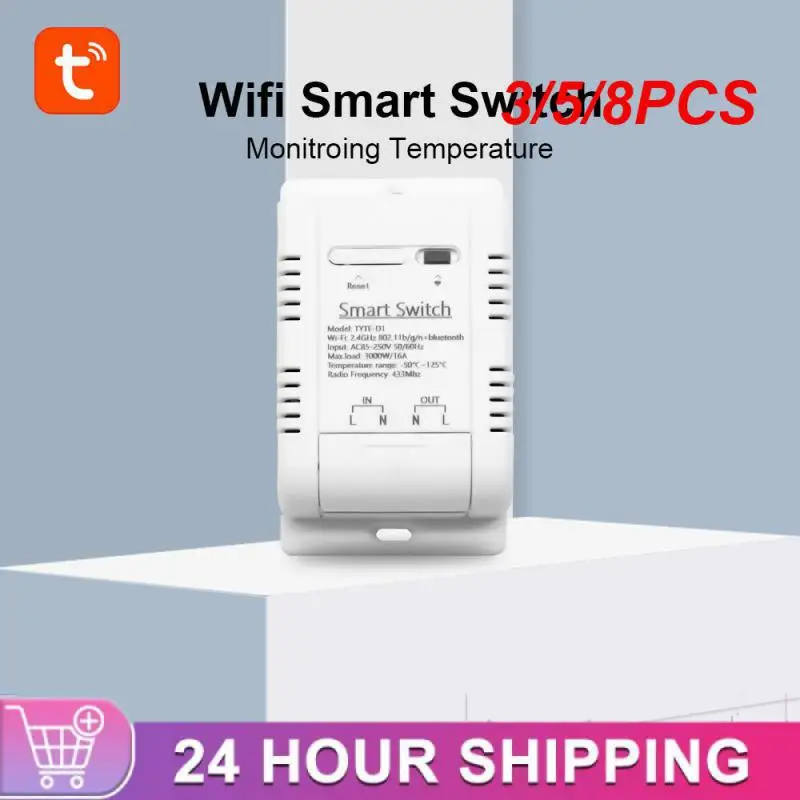 

3/5/8PCS Wifi Temperature Switch Waterproof Rf433 Intelligent Thermostat Real-time Monitor Works With Alexa Google Home 16a