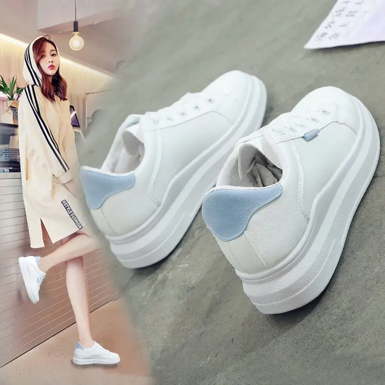 

Новинка Весна 2023, маленькие белые туфли на толстой подошве, Женская износостойкая Повседневная Студенческая обувь с низким верхом
