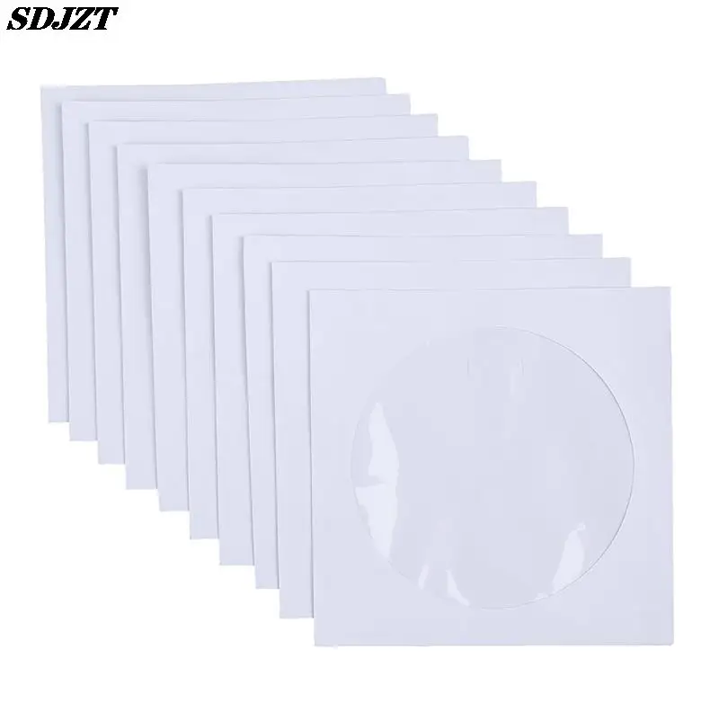 

Envelopes Storage Clear Window Case Flap White Folded Paper Bag 10/50PCS 12.5CM CD DVD Disc Paper Sleeves