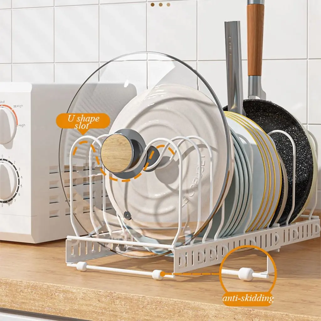 

1 Set 7/10/13 Slices Kitchen Shelf High Quality Household Kitchen Metal Gadget Wide Use Expandable Pot Lid Organizer