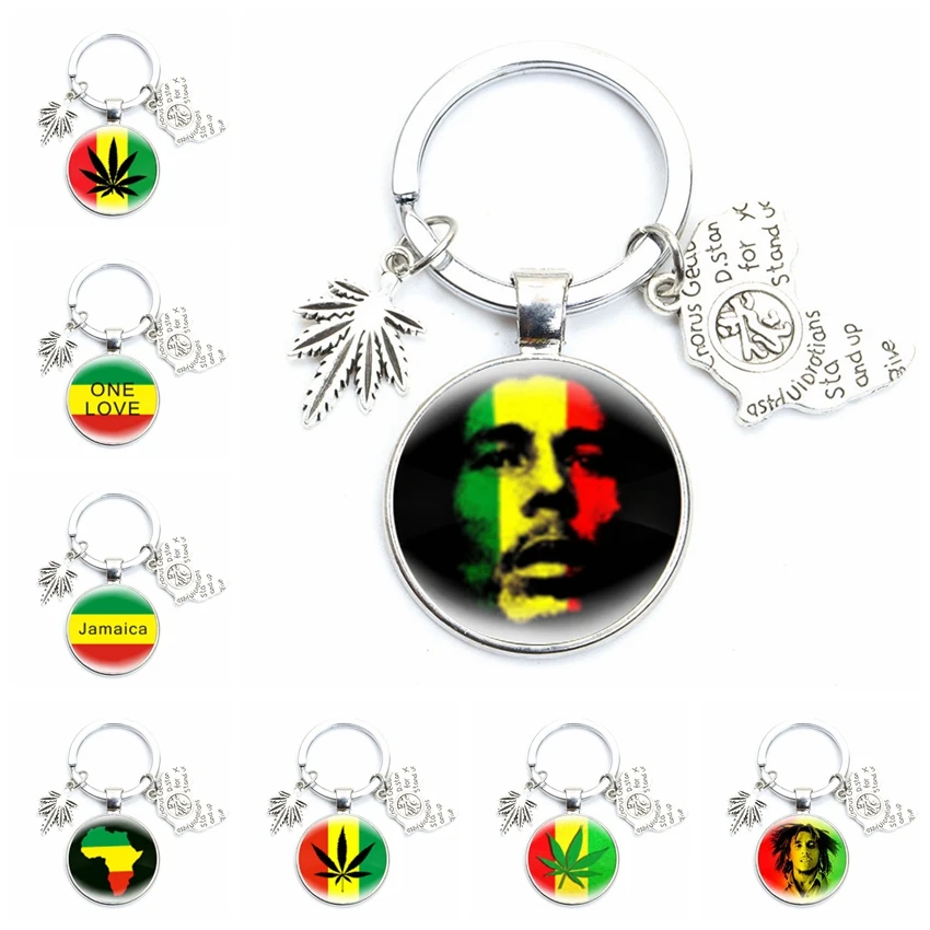 Брелок Jamaica певица Боб Марли регги музыкальная песня One Love стеклянный купол в