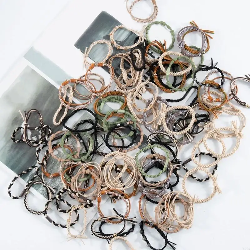 W0YA 24PCS Многопользование ручной плетения для волос эластики модные аксессуары