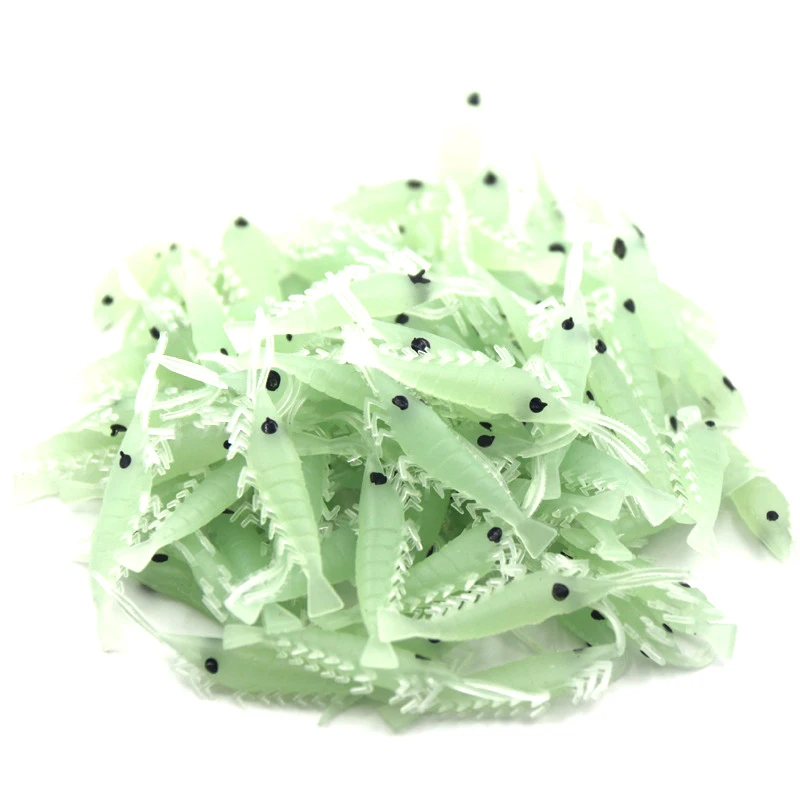 Искусственная имитация светящихся в темноте креветок для рыбалки на открытом