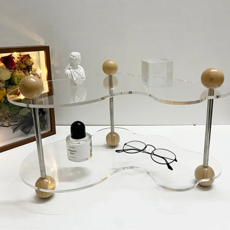 

Irregular Cloud Shape Acrylic Cosmetic Ornament Tray Transparent Earrings Jewelry Display Rack Desktop Organizer Home Decoration