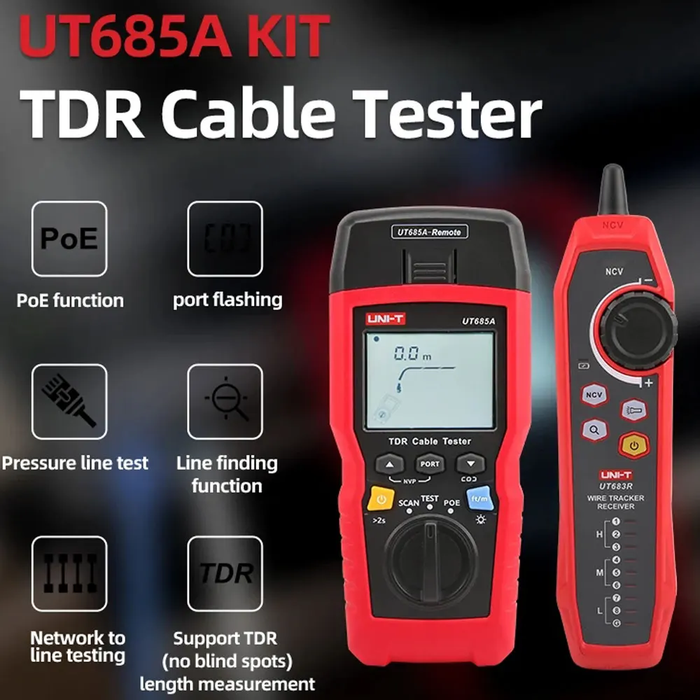 Фото Кабельный тестер UNI-T TDR UT685A KIT, локатор сетевых кабелей, трассировщик проводов, детектор, тестер LAN для RJ45, RJ11, поисковик линий №1