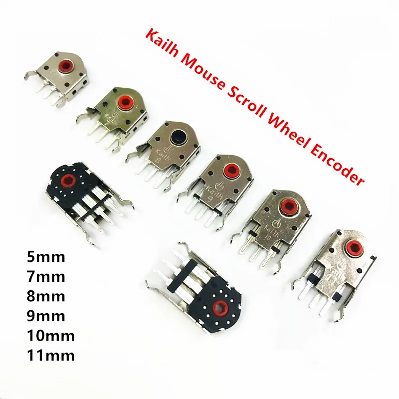 5Pcs Kailh 5/7/8/9/10/11mm Rotary Mouse Scroll Wheel Encoder 1.74mm hole mark 15-30g for PC Mouse alps encoder dust-free decoder