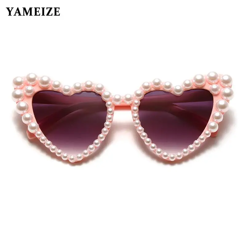 

Солнцезащитные очки YAMEIZE Y2K для женщин и мужчин, с оправой в форме сердца, винтажные брендовые дизайнерские очки с жемчугом, Uv400, модные трендовые индивидуальные очки