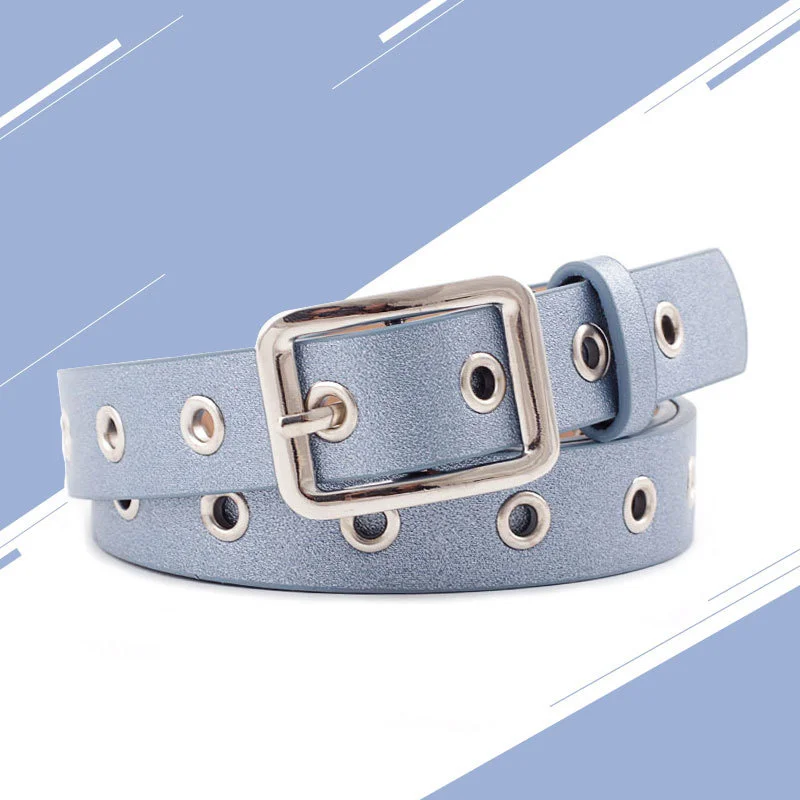

New style square women's belt hollow air eye decorative belt simple and fashionable Korean version versatile bright color belt