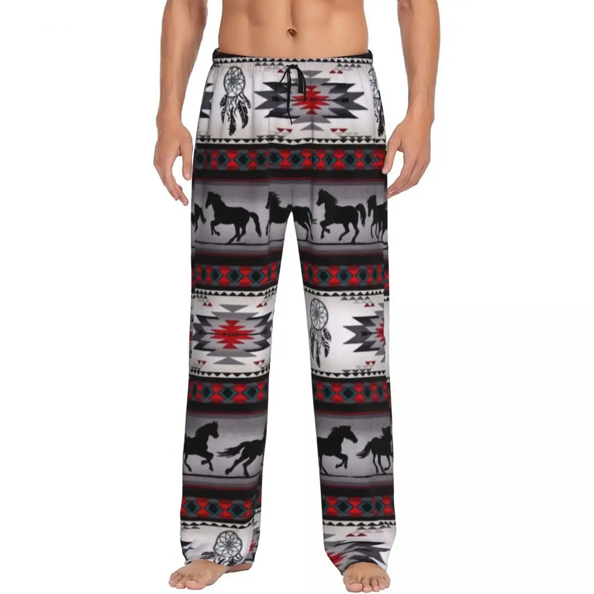 Мужские пижамные штаны Navajo Aztec с принтом лошади одежда для сна карманами