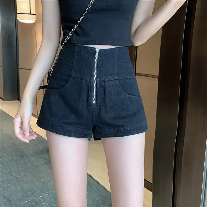 Shorts Women Fashion Leisure Retro All-match Simple Creativity Daily Students Korean Style New Pockets Summer Solid High Waist