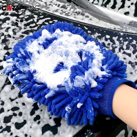 Толстые перчатки из синели для мойки автомобиля, варежка для очистки автомобиля, двухсторонняя перчатка, инструменты для ухода за автомобильным детейлингом, аксессуары для автомобиля