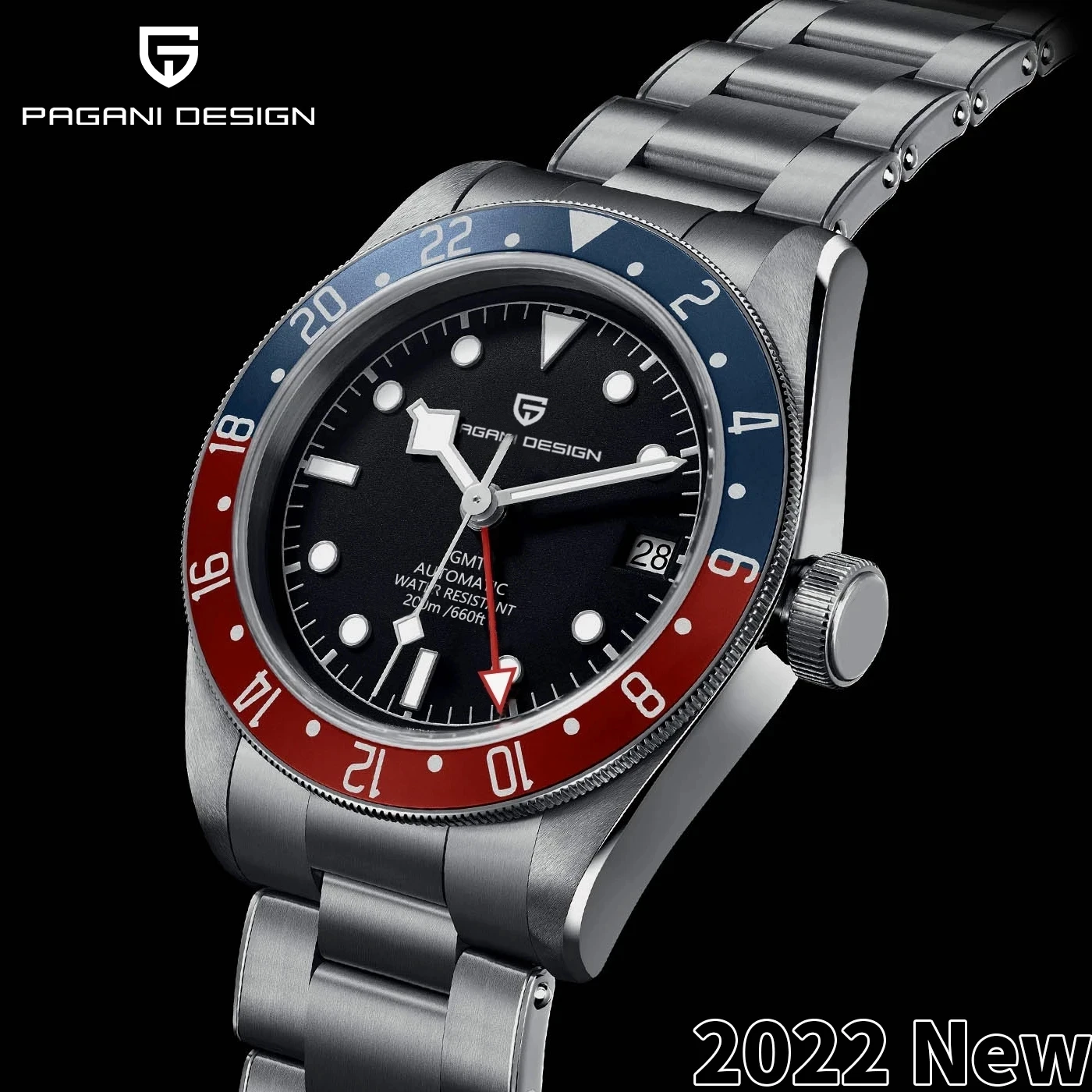 

PAGANI DESIGN 2023 New BB58 GMT Men's Automatic Luxury Mechanical Watch Steel Sapphire Glass Mirror Diving Bell Brand New