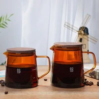 300ml 500ml coffee kettle coffee pot with wooden lid stainless steel resistant glass barista tools kitchen accessories kf19