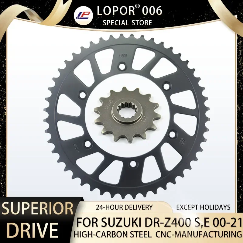 

Передняя Задняя звездочка мотоцикла LOPOR 520 CNC 14T/47T 15T/41T 15T/44T для Suzuki DR-Z00 E S DRZ400 DR-Z DRZ 400 2000-2019