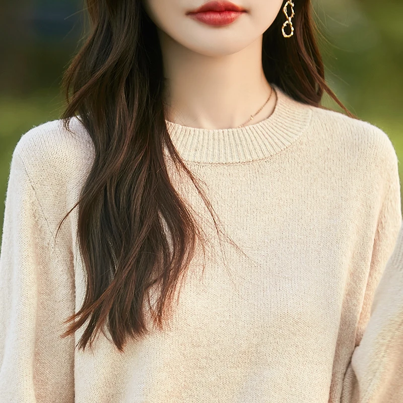 Женский свитер из 100% шерсти зимний с длинными рукавами необычные пряжи