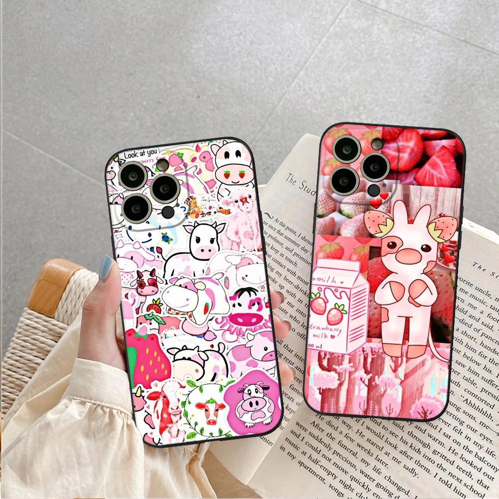 

Мягкий чехол из ТПУ для IPhone 13 Pro, крутая Клубничная корова, чехол для телефона IPhone 13, 11, 12, 14 Pro, XR, XS MAX, 8, X, 7, 14 Plus, SE Pro