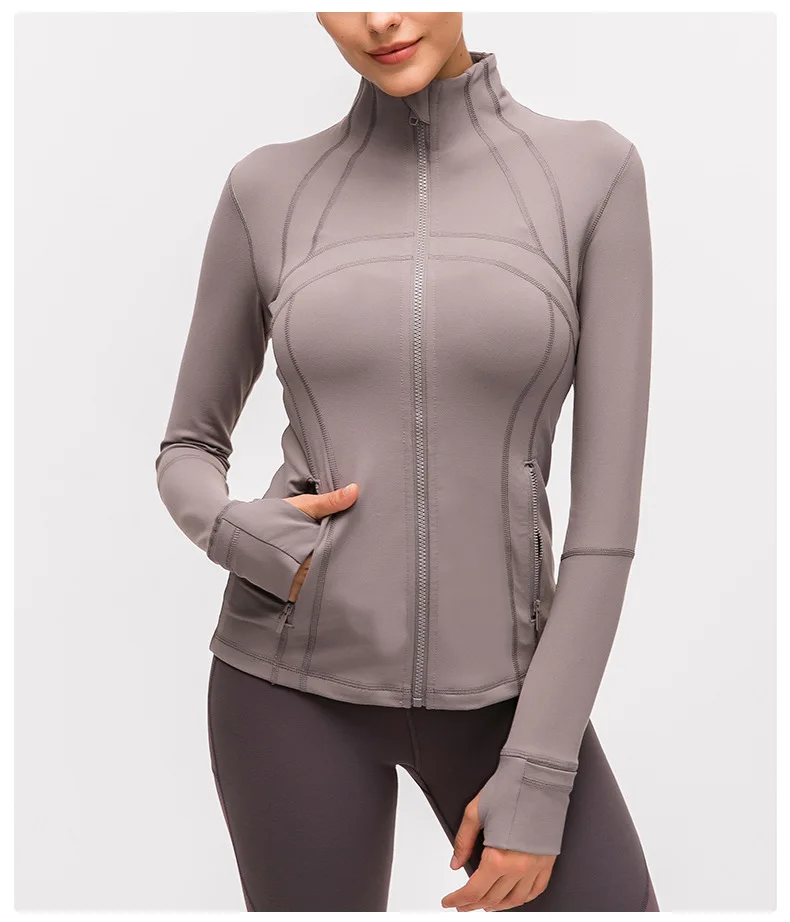 Jackets Women's Jacket Gym Autumn and Winter Outerwear Nylon Stretch Zipper Running Yoga Jogging Long-sleeved Top Fleece Jacket