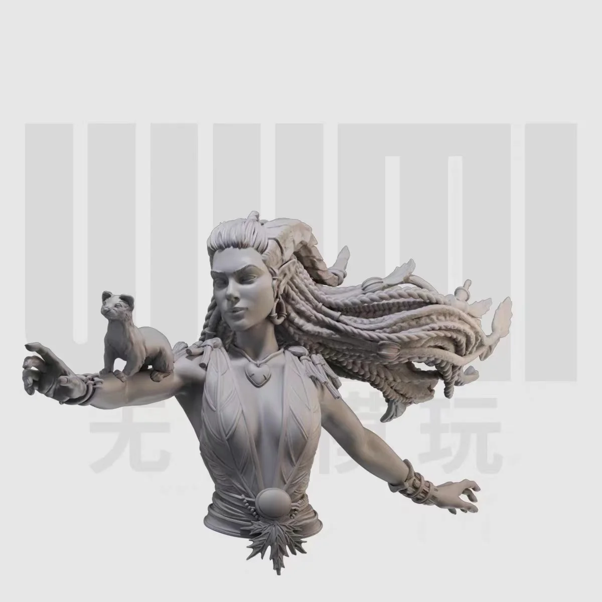 

1/10 Female Dragon Druid Bust Western Fantasy Resin White Model GK figure Model